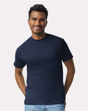 Gildan® Ultra Cotton® Adult T-Shirt in Navy, worn by a model - customize with your own design at T-Mania Custom Apparels, Richmond VA